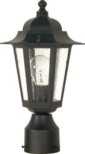 60-996 Nuvo Lighting 60/996 - 1 Light 14 Inch Outdoor Black Post Lantern With Clear Seeded Glass