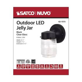 62-1573 Nuvo Lighting 62/1573 - 8 Watt Led 7.5 Inch Outdoor Black Mason Jar Wall Sconce 3000k 62-1573 Nuvo Lighting 62/1573 - 8 Watt Led 7.5 Inch Outdoor Black Mason Jar Wall Sconce 3000k