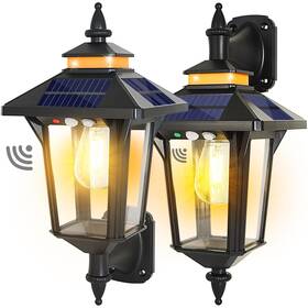 Xhy1808  Oodyfei 2 Pack Solar Wall Lantern Lights Outdoor With 3 Lighting Modes Motion Sensor