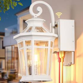 P8105-gf-wh-p1 Opaxis White Porch Light With Gfci Outlet Modern Dusk To Dawn An