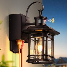 P816081br Opaxis Porch Light With Gfci Outlet Distance And Time Adjustable Motion Sensor Outd
