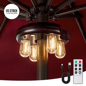 Opo20241128 Opoira Patio Umbrella Light With Remote Control Rechargeable Cordless Brown