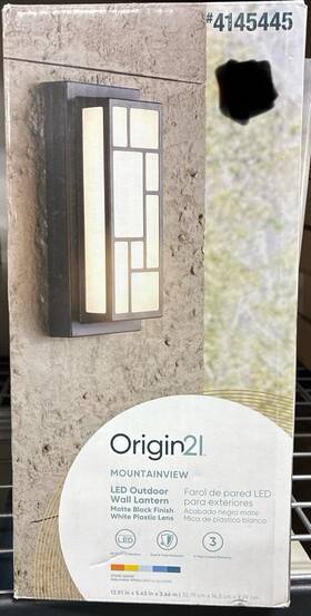 4145445 Origin 21 Mountainview Wall Lantern Black Integrated Led Outdoor 2700k-6500k New 4145445 Origin 21 Mountainview Wall Lantern Black Integrated Led Outdoor 2700k-6500k New