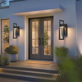 Ym70020-bk Ourifu Modern Porch Lights With 2 Pack Outdoor Indoor Integrated Led Wall Ip