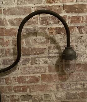 023952 P&g Co. Vintage Pg Rounded Bottom Clear Glass Porch Light Globe Gooseneck Fixture 023952 P&g Co. Vintage Pg Rounded Bottom Clear Glass Porch Light Globe Gooseneck Fixture