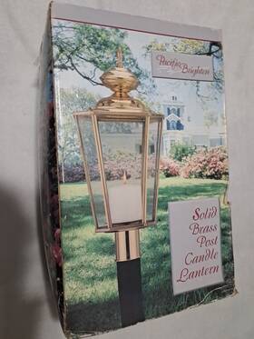1645-02 Pacific Brighton Vintage Solid Brass Post Candle Lantern 1998 New In Box