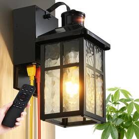 H2013-1b-rw Panxvigil Porch Light With Outlet And Remote Control - Plug In Outdoor Wall Lights