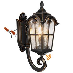 Partphoner 727196418821 Black Roman Outdoor Light Fixture 17.7 Inch H Dusk To Dawn Lighting