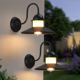 Bd063-1-bk2 Pasentel Gooseneck Outdoor Light Fixtures 2-pack Farmhouse Barn Lights For Porch 10