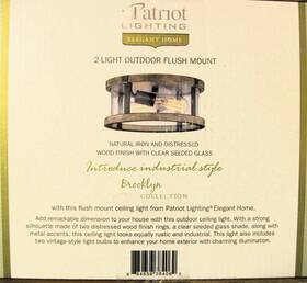 Patriot 046335054349 Brooklyn Collection 2-light Outdoor Flushmount Rustic Seeded Glass Decor