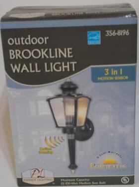 356-8196 Patriot Lighting Outdoor Wall Lantern Porch Light Black Motion Sensor- New 356-8196 Patriot Lighting Outdoor Wall Lantern Porch Light Black Motion Sensor- New