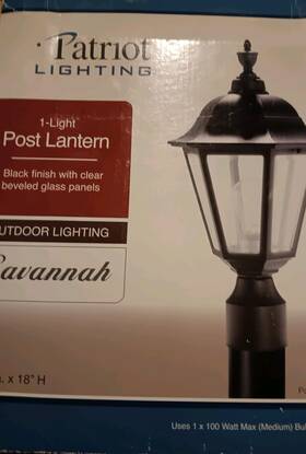 3563379 Patriot Lighting Post Lantern Black Clear Glass Product Number