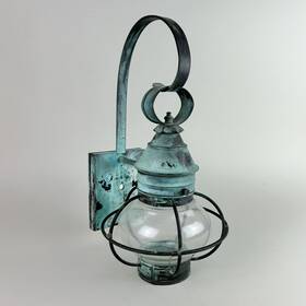 Momnd20325j1 Patriot Lighting Vtg Weathered Outdoor Wall Onion Lantern Clear Seeded Glass Old Americana Sconce
