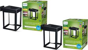 582924 Philips Led Ultra Efficient Solar Square Black Wall Lantern 2-pack Bright White