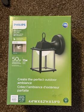 9290031776 Philips Led Outdoor Square Wall Lantern Bright White Weather Resistant