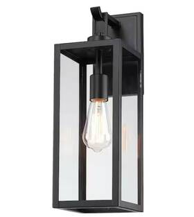 12191m Pia Ricco 1-light Black Exterior Waterproof Wall Sconce Outdoor Light Fixture