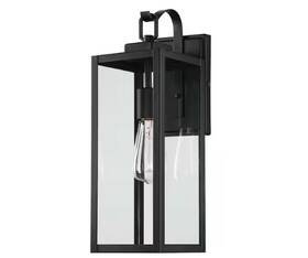1jay-12151m-pc Pia Ricco 1-light Matte Black Not Solar Outdoor Wall Lantern Sconce Clear Glass