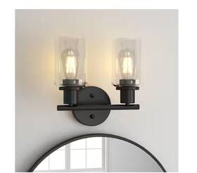 1jay-a-41922bk Pia Ricco 10.44 Inch 2 Light Matte Black Indoor Bathroom Vanity Clear Glass