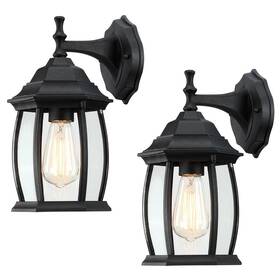 Pia Ricco 709680909794 1-light Textured Black Not Solar Outdoor Wall Lantern Sconce With