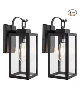 Pia Ricco 740907650136 1-light Matte Black Hardwired Outdoor Fixture Wall Lantern Light 2-pk Pia Ricco 740907650136 1-light Matte Black Hardwired Outdoor Fixture Wall Lantern Light 2-pk