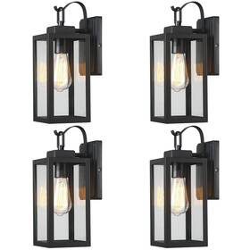 Pia Ricco 749284628424 1-light Matte Black Outdoor Wall Lantern With Clear Glass 4-pack