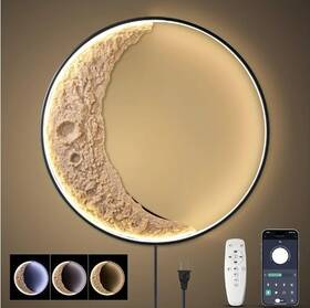 Plmokn 754712516341 24 Inch Led Moon Wall Light Dimmable Black Modern Sconce With Remote Plmokn 754712516341 24 Inch Led Moon Wall Light Dimmable Black Modern Sconce With Remote