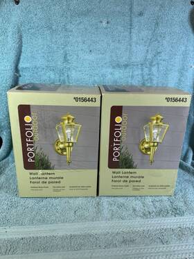 0156443 Portfolio Outdoor Brass Clear Glass Lantern 60w #0156443 New Open Box Lot Of 2
