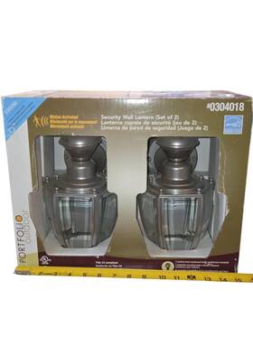 0304018 Portfolio Outdoor Security Wall Lantern Set Of 2 Motion Activated Silver
