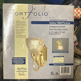 Portfolio 0338226 Polished Brass Finish 2-light Indoor Wall Lantern New