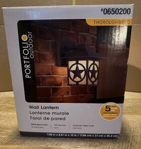 0650200 Portfolio Star Wall Lantern Porch Light Matte Black Wired Wet Rated Outdoor #0650200