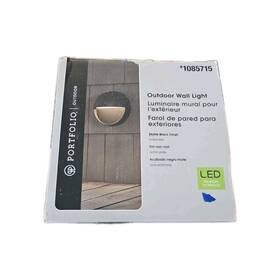 1085715 Portfolio Led Outdoor Wall Lantern Light Sconce Black Round Orb Half-moon