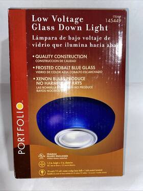 145449 Portfolio Low Voltage Glass Down Light Frosted Cobalt Blue #145449