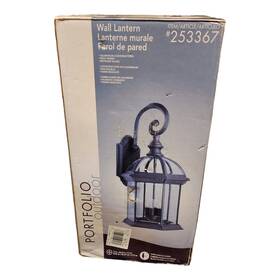 253367 Portfolio Outdoor Wall Lantern Aluminum Frame Rust Finish Beveled Clear Glass