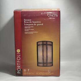 294376 Portfolio New 12 Inch Light Accent Wall Sconce Aged Bronze Antiqued Ribbed Glass 294376 Portfolio New 12 Inch Light Accent Wall Sconce Aged Bronze Antiqued Ribbed Glass