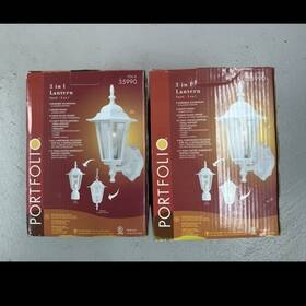 35990 Portfolio Outdoor Lanterns White Aluminum Clear Glass Shade Wall Post Pendant
