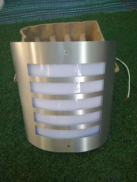 41680 Portfolio Retro Modern Outdoor Wall Light Fixture Stainless Steel 41680 Portfolio Retro Modern Outdoor Wall Light Fixture Stainless Steel