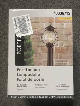0336715 Portfolio 725916104610 Post Lantern Caliburn Oil Rubbed Bronze Finish New