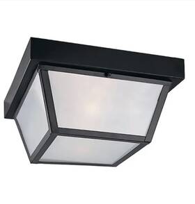 Portfolio 725916104672 Black Outdoor Dimmable Flush Mount Light White Frosted Shade Portfolio 725916104672 Black Outdoor Dimmable Flush Mount Light White Frosted Shade