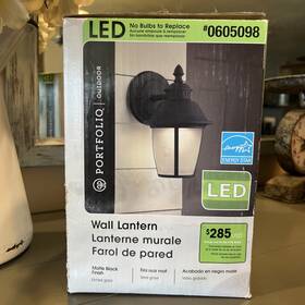 Few1691a-7 Portfolio Outdoor Wall Lantern Led Matte Black Finish #0605098 No Bulbs To Repl