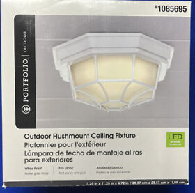 1085695 Portfolio Outdoor Flushmount Ceiling Fixture White Finish Led #1085695