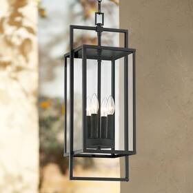 10-2001-217 Possini Euro Design Jericho Modern Outdoor Hanging Light Fixture Black 4-light 24 1/4 Inch For Exterior