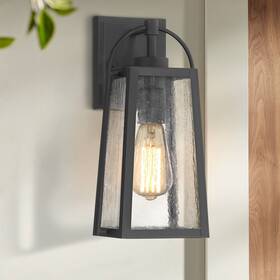 3a10121 Possini Euro Design Woodley 13 Inch High Sand Black Outdoor Wall Light