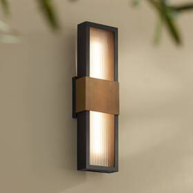 4a1162 Possini Euro Design Radford 18 Inch H Sand Black And Brass Led Outdoor Wall Light