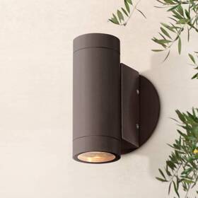 7142 Possini Euro Design 736101664796 Modern Outdoor Wall Light Fixture Matte Bronze Cylinder 6 1/2 Inch Up Down For Porch