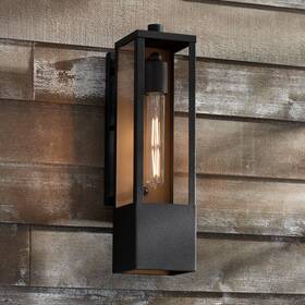Jf20190302 Possini Euro Design Berk Modern Outdoor Wall Light Fixture Textured Black Gold 16 Inch For Exterior Barn