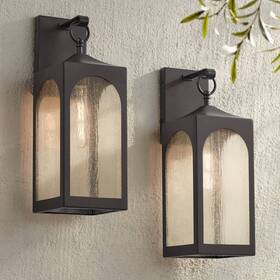 Ks259p8 Possini Euro Design Tyne 20.5 Inch Bronze Lantern Outdoor Wall Lights Set Of 2