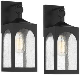Ks288p8 Possini Euro Design Tyne 16 Inch Matte Black Lantern Outdoor Wall Light Set Of 2