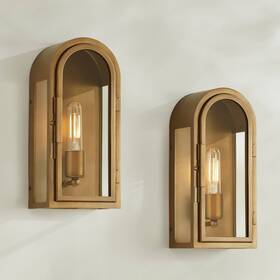 Ks7571p Possini Euro Design Alys 13 Inch High Aged Brass Outdoor Wall Light Set Of 2