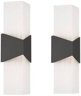 Ks7582p Possini Euro Design Tux 18 Inch H Black And White Led Outdoor Wall Light Set Of 2