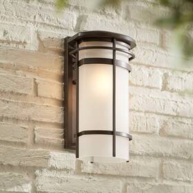 Lv3730wl-or-s Possini Euro Design Theola Modern Outdoor Wall Light Fixture Bronze Led 12 3/4 Inch Etched Glass Porch